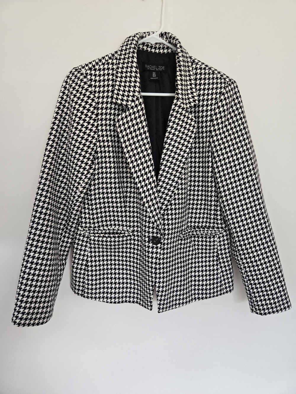 Rachel Zoe Black and White Houndstooth Blazer Normcore Preppy size 8